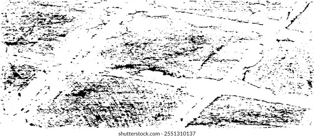 Scratched and Cracked Surface Grunge Texture Vector. Uneven Overlay. Distressed Grungy Effect. Vector Illustration.Black Isolated on White Background. EPS 10.