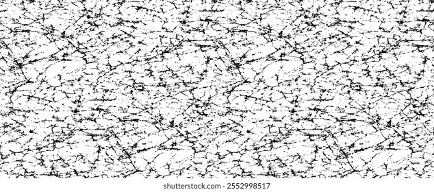 Scratched and Cracked Surface Grunge Texture Vector. Uneven Overlay. Distressed Grungy Effect. Vector Illustration.Black Isolated on White Background. EPS 10.