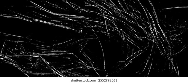 Vetor de textura Grunge de superfície rachada e arranhada. Sobreposição Irregular. Efeito Grungy angustiado. Ilustração de vetor.Preto isolado em plano de fundo branco. EPS 10.