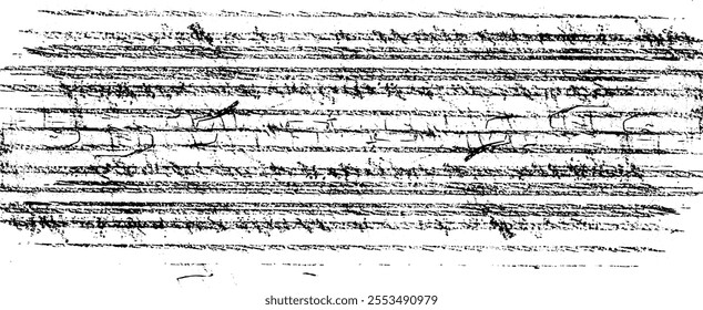 Scratched and Cracked Surface Grunge Texture Vector. Uneven Overlay. Distressed Grungy Effect. Vector Illustration.Black Isolated on White Background. EPS 10.