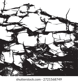 Vector de textura grunge de superficie rayada y agrietada. Superposición desigual. Efecto Grungy angustiado. Ilustración vectorial. Negro aislado sobre fondo blanco. EPS 10.