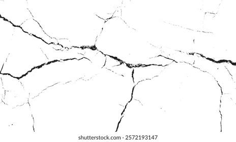 Scratched or cracked vector illustration. Distress overlay vector textures. Vector cracks, breaks on land surface from earthquake.


