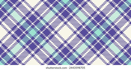 Scratched fabric textile plaid, flannel seamless tartan background. Royal vector check pattern texture in indigo and linen color.