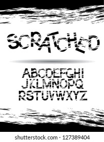 Scratched Font Alphabet A through Z.  EPS 8 vector, no open shapes or paths, grouped for easy editing.