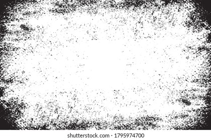 Scratched Frame. Grunge Urban Background Texture Vector. Dust Overlay. Distressed Grainy Grungy Framing Effect. Distressed Backdrop Vector Illustration. EPS 10.
