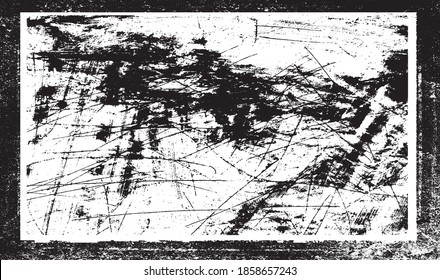 Scratched Frame. Grunge Urban Background Texture Vector. Dust Overlay. Distressed Grainy Grungy Framing Effect. Distressed Backdrop Vector Illustration. EPS 10.