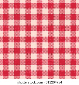 Scratched gingham vector pattern background