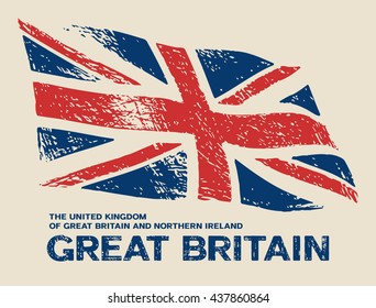 Scratched Great Britain flag. Vector grunge illustration