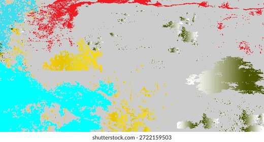 Textura abstrata grunge arranhado. Impressão multicolor e modelo de arte suja. Desenho em aquarela branca. Banner vermelho brilhante, amarelo e azul. Papel de parede azul desenhado à mão. Ilustração do vetor EPS10.