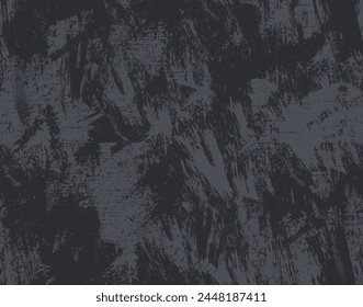 Scratched grunge background. Dark old distressed texture. Empty grungy backdrop with copy space. Vector template illustration.