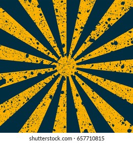 Scratched grunge background in form of sun rays. Vector illustration