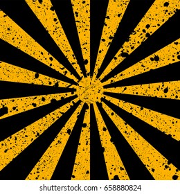 Scratched grunge background in form of sun rays. Vector illustration