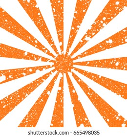 Scratched grunge background in form of sun rays. Vector illustration