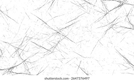 Scratched grunge texture with dark ink specks on white background. Abstract damaged surface with dust noise. High contrast worn overlay.

