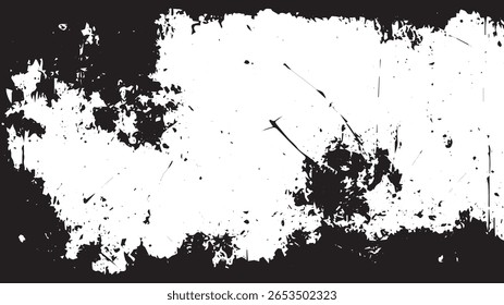 Quadro de textura grunge raspado com bordas gastas e sobreposição de espalhamento, fundo abstrato de alto contraste