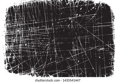 Scratched Grunge Urban Background Texture Vector. Dust Overlay Distress Grainy Grungy Effect. Distressed Backdrop Vector Illustration. Isolated Black on White Background. EPS 10.