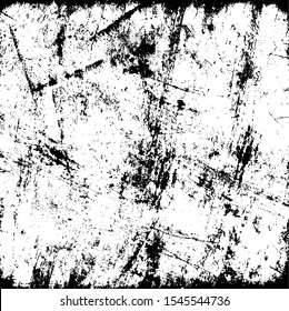 Scratched Grunge Urban Background Texture Vector. Dust Overlay Distress Grainy Grungy Effect. Distressed Backdrop Vector Illustration. Isolated Black on White Background. EPS 10.