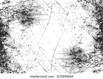 Scratched Grunge Urban Background Texture Vector. Dust Overlay Distress Grainy Grungy Effect. Distressed Backdrop Vector Illustration. Isolated Black on White Background. EPS 10.