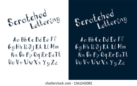 scratched hand drawn type vector set