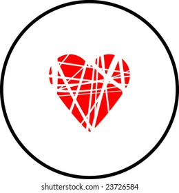 scratched heart symbol