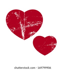 Scratched hearts isolated on a white background. Vector illustration.