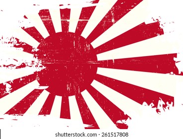 Scratched Japan war Flag. A flag of Japan war with a grunge texture