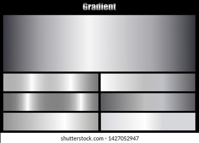 Scratched metal chrome silver texture vector icon set collection. Shiny silver brushed vector metallic gradient icon grunge background for banner, label, medal. Silver gradient for banner, award