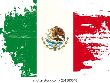 Scratched mexican Flag. A flag of Mexico with a grunge texture