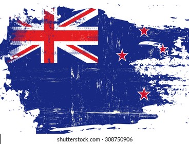 Scratched New zealand Flag. A flag of New zealand with a grunge texture