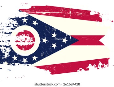 Scratched Ohio Flag. A flag of Ohio with a grunge texture