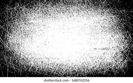 Scratched Out Painted Frame. Grunge Urban Background Texture Vector. Dust Overlay. Distressed Grainy Grungy Framing Effect. Distressed Backdrop Vector Illustration. EPS 10.