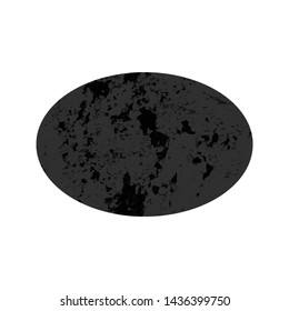 Scratched oval. Dark figure with distressed grunge texture isolated on white background. Vector illustration.
