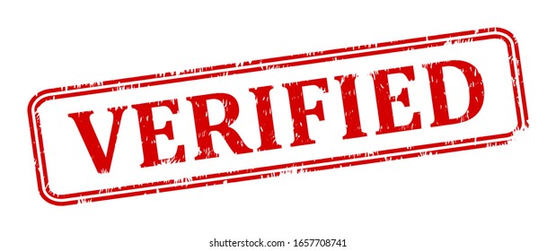 Scratched oval red stamp with the word verified
