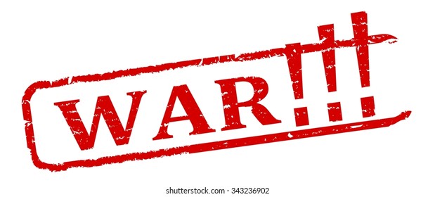 Scratched oval red stamp with the words war - vector