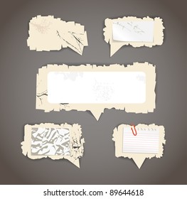 Scratched paper speech clouds. Place your text here