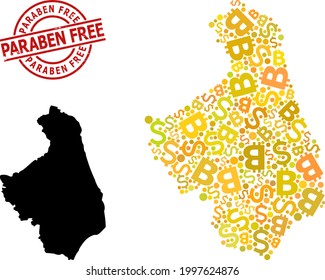 Scratched Paraben Free badge, and bank collage map of Podlasie Province. Red round badge has Paraben Free caption inside circle. Map of Podlasie Province collage is designed from investment, dollar,