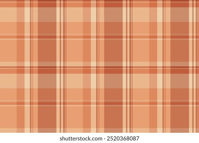 Tecido xadrez arranhado, textura de padrão de jaqueta sem costura. Doodle tartan verificar o fundo do vetor em laranja e cores claras.