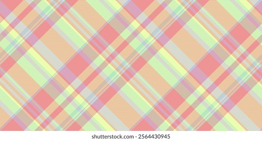 Scratched plaid vector background, native texture seamless textile. Geometrical tartan fabric pattern check in lime and light colors palette.