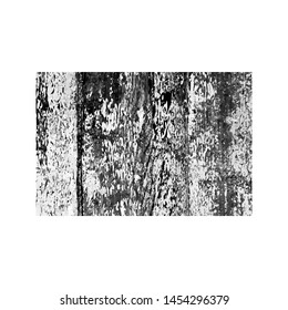 Scratched rectangle. Dark figure with distressed grunge wood texture isolated on white background. Vector illustration.