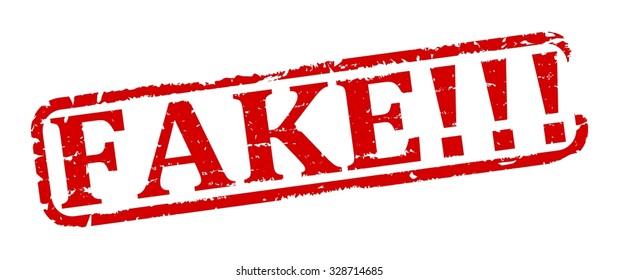 Scratched red oval stamp with the words - fake - vector