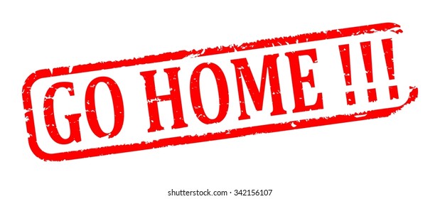 Scratched red oval stamp with the words - go home - vector