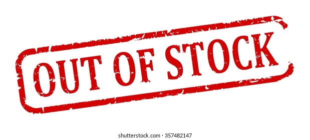 Scratched red oval stamp with the words - out of stock - vector