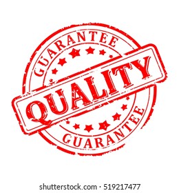 Scratched red round seal with the inscription quality - guarantee - vector