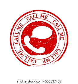 Scratched red round stamp with the words - call me, call now - vector