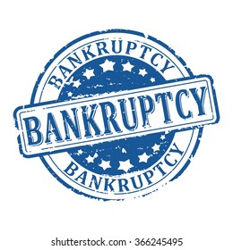 Scratched round blue stamp with the word - bankruptcy - vector