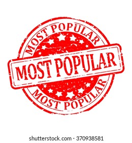 Scratched round red stamp with the word -  most popular - vector