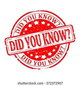 Scratched round red stamp with the word - did you know - vector
