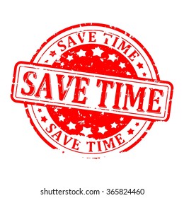 Scratched round red stamped - save time - vector