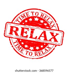 Scratched round red stamped - time for relax, relax - vector