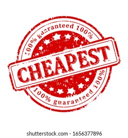 Scratched round stamp with the words - Cheapest 100% Guarantee